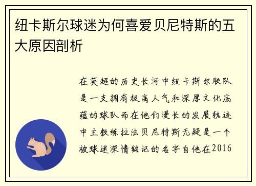 纽卡斯尔球迷为何喜爱贝尼特斯的五大原因剖析